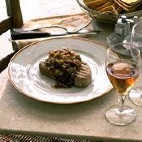 SEARED TUNA STEAKS w/ONION MARMALADE